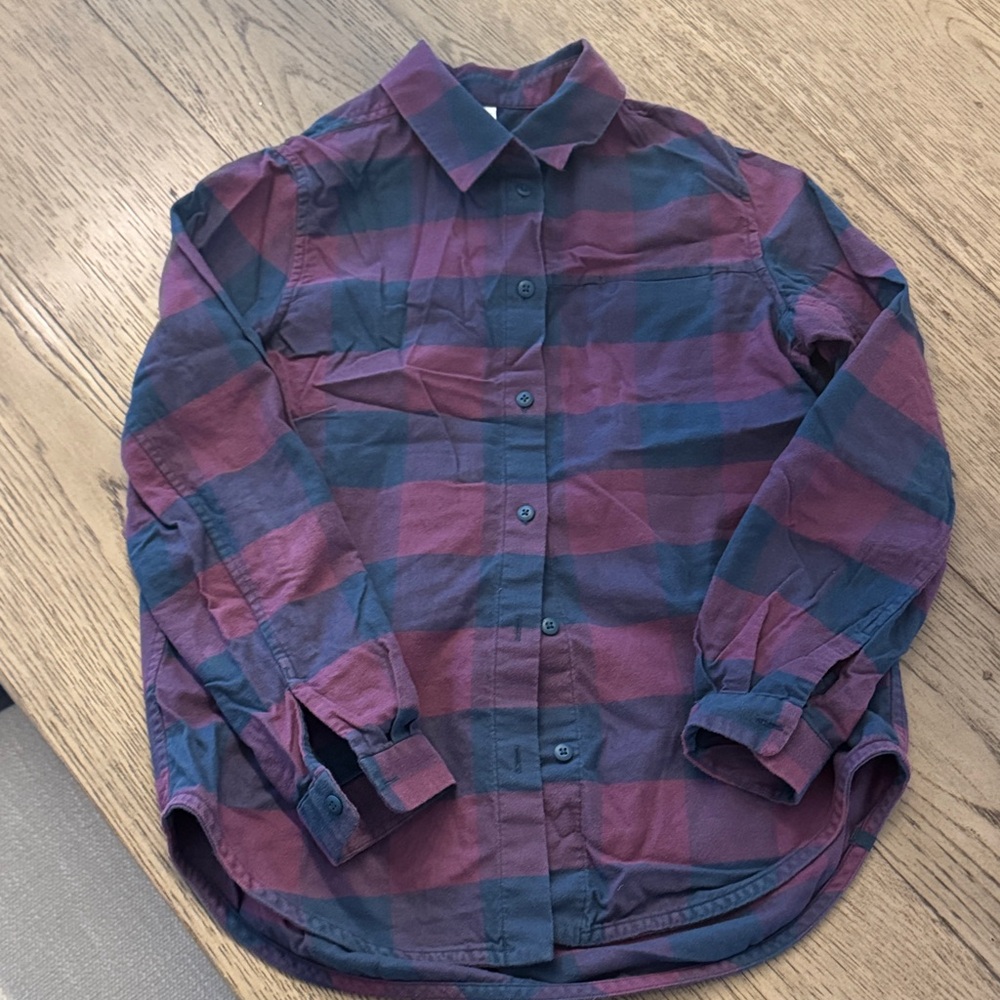 Lululemon Athletica Cotton Shirt in Dark Red and Blue